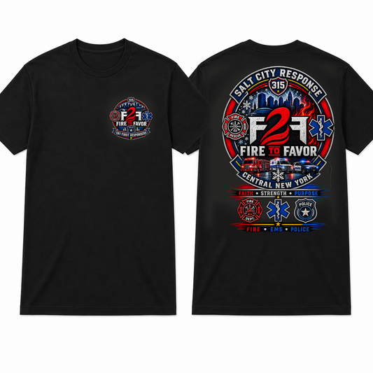 F2F Salt City Response black tee, apparel front and back views