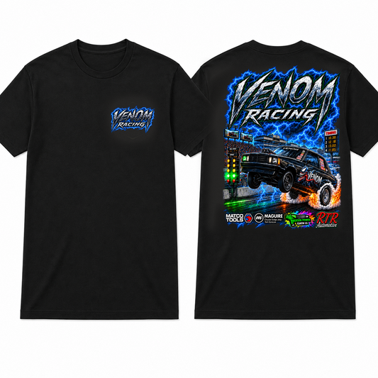 Venom Racing tee, front and back apparel views