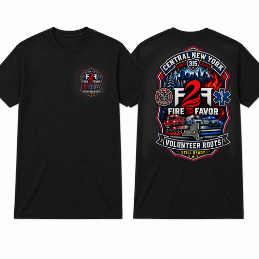 F2F Volunteer Roots black tee, apparel front and back views